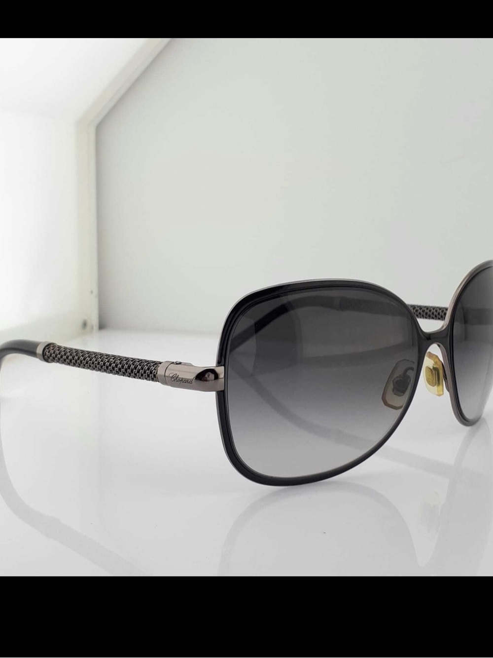 Chopard Black and Silver Gradient Oversized Women's Sunglasses - Picture 5 of 12
